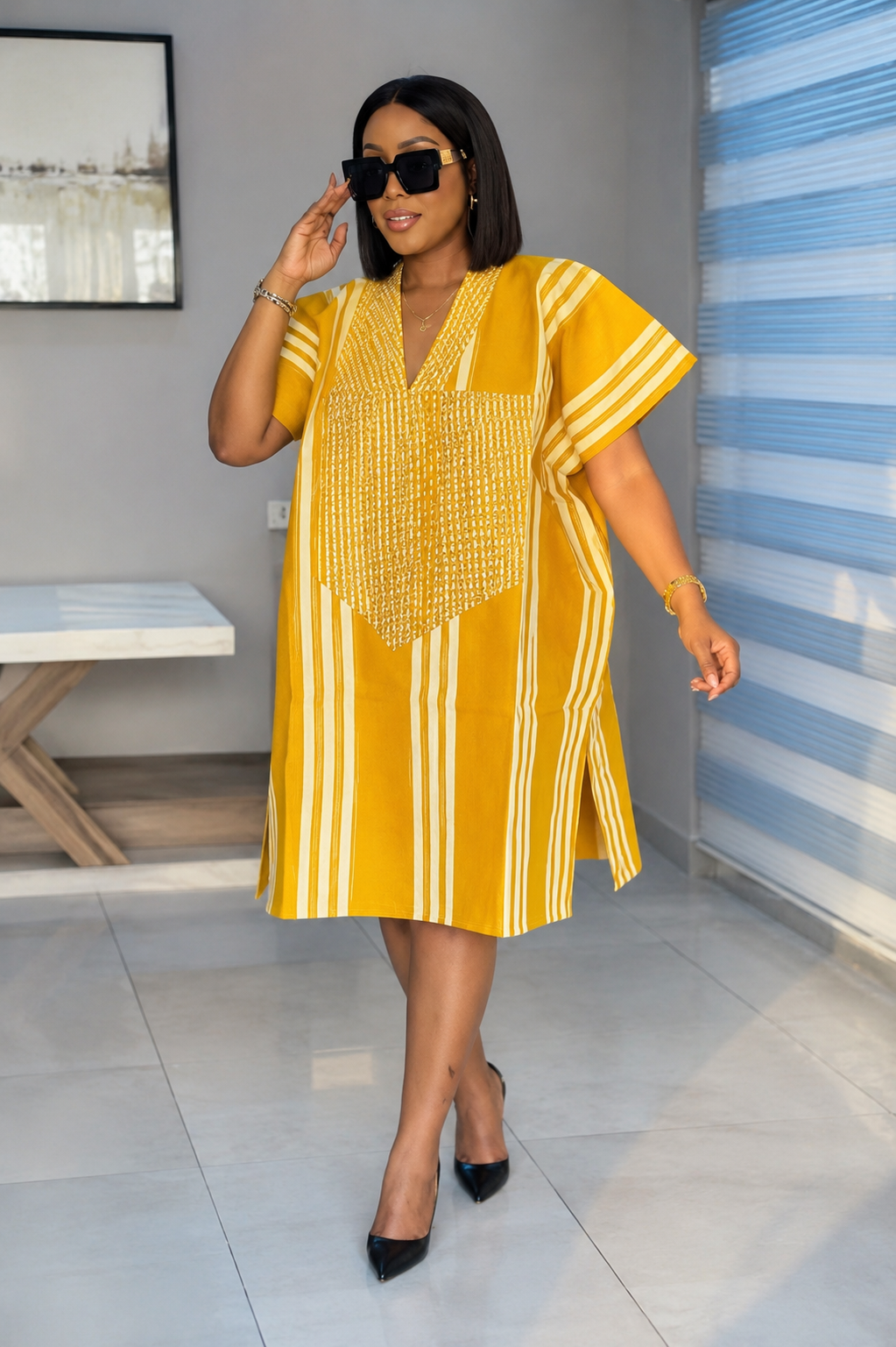 The Morayo Boubou — Women's Striped African Statement Boubou