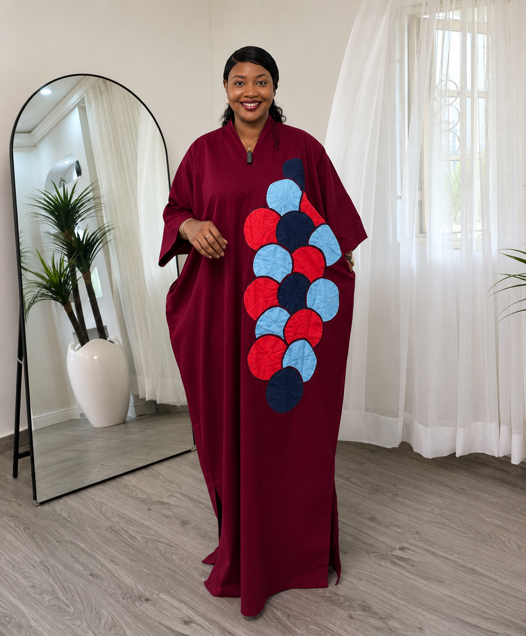 Amara — Women's African Appliqué Maxi Boubou Dress