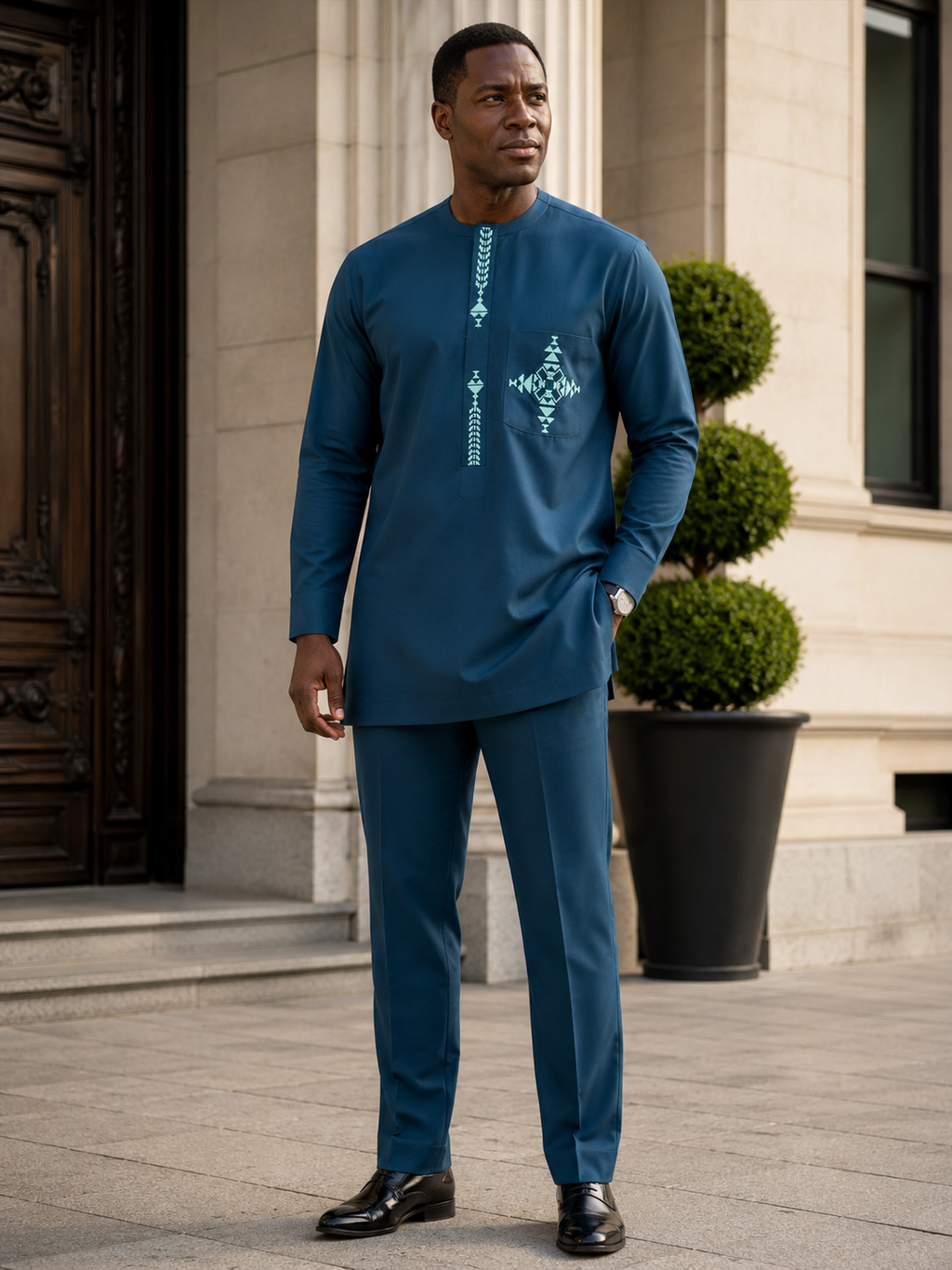 The Legacy Senator — Men's Embroidered African Senator Set