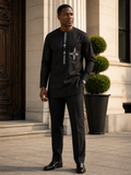 The Legacy Senator — Men's Embroidered African Senator Set
