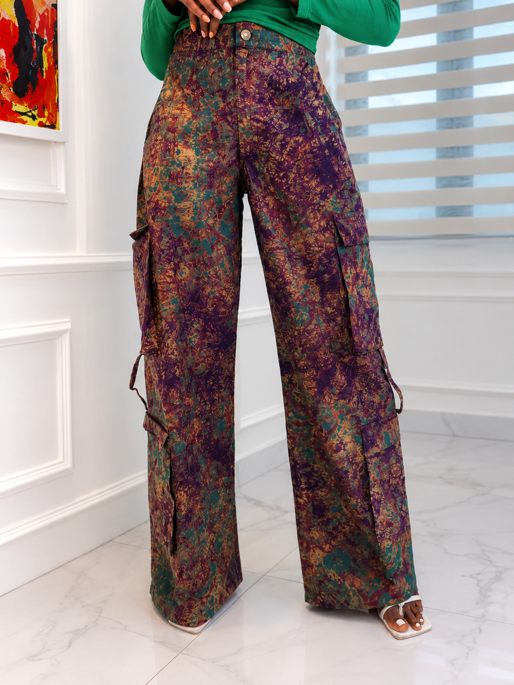 The Nomad Cargo- Women's African Print Utility Cargo Pants