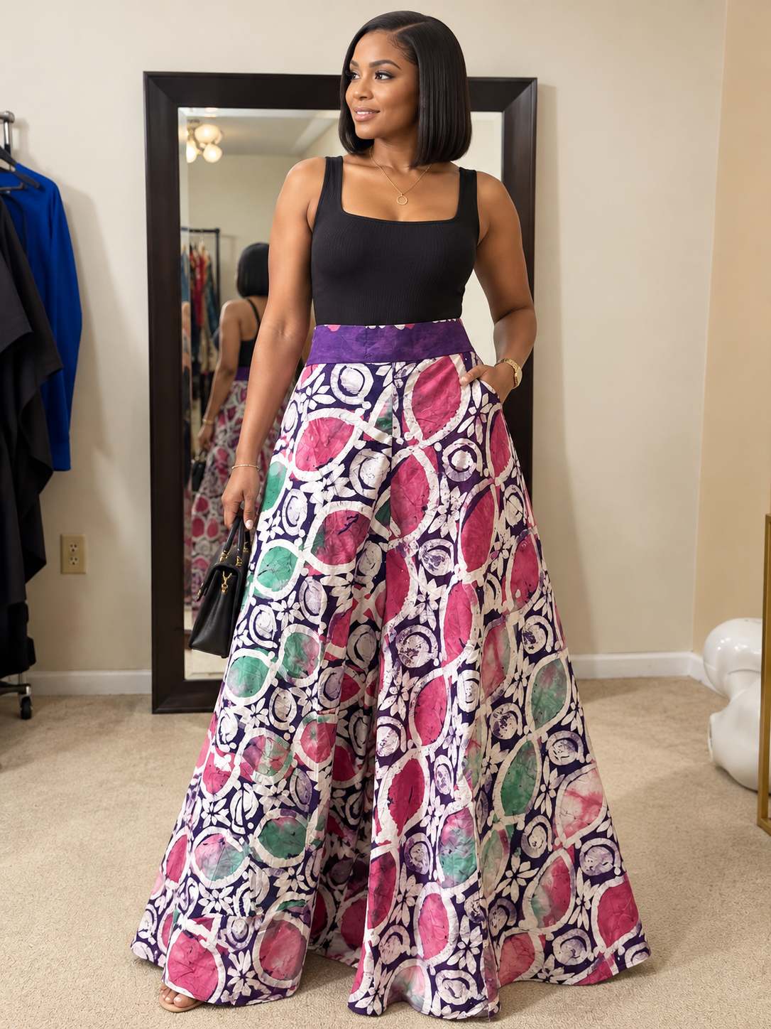 The Veronica Palazzo Pants — Women's Geometric African Wide-Leg Palazzo Pants