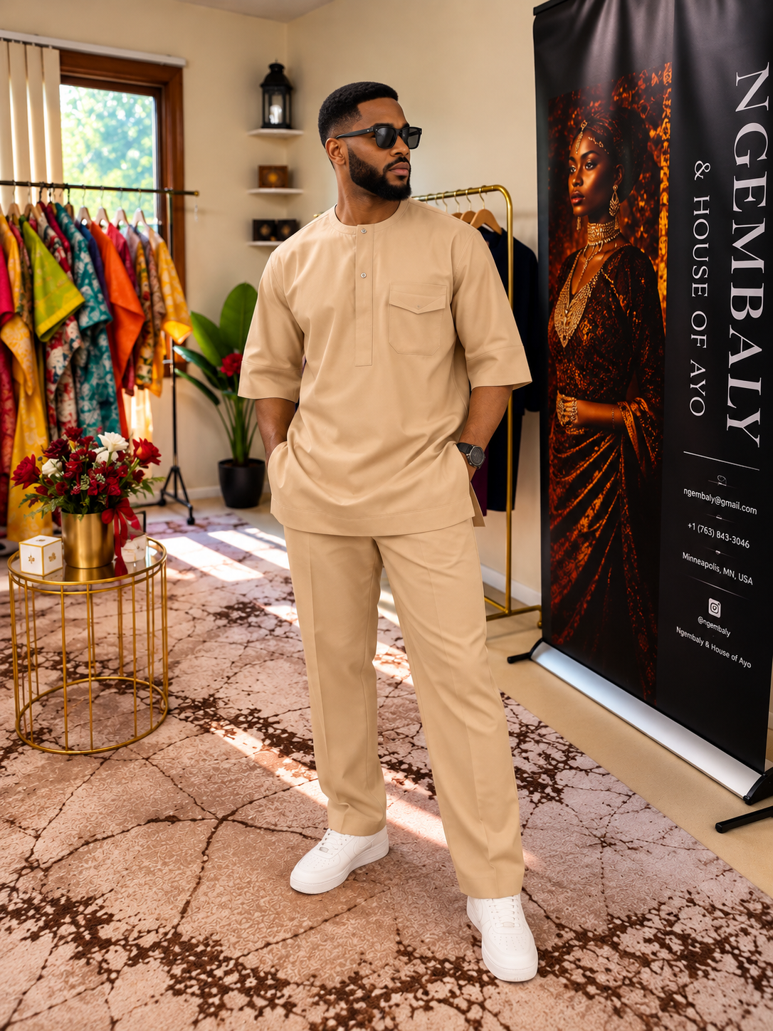 The Kribi Set — Men's African Resort Two-Piece Set