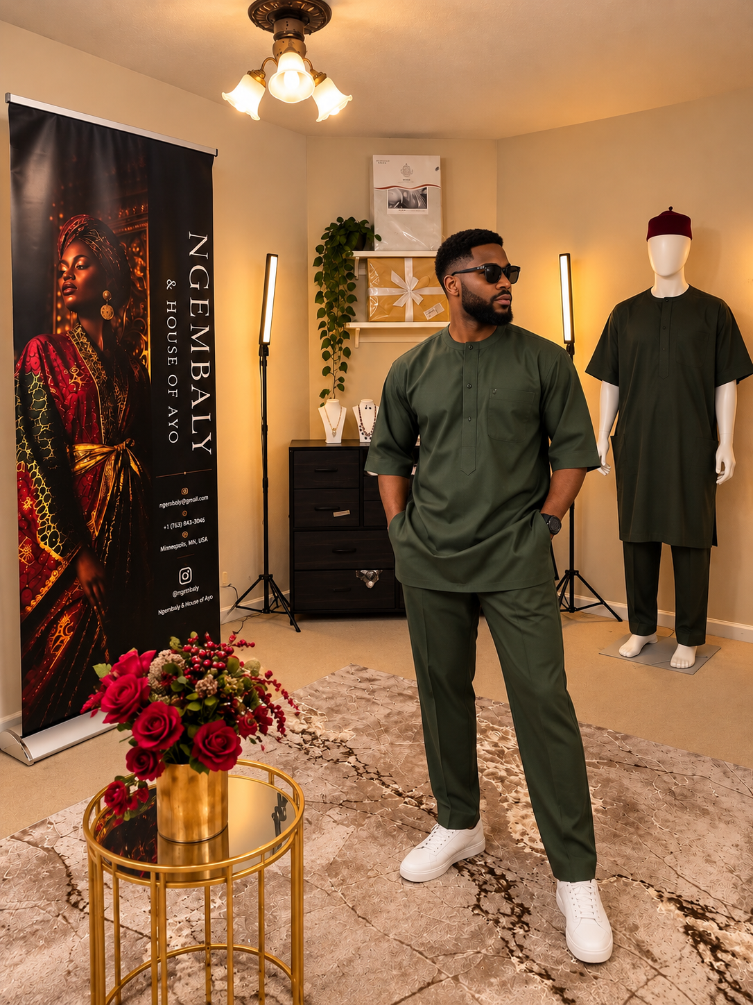 The Kribi Set — Men's African Resort Two-Piece Set