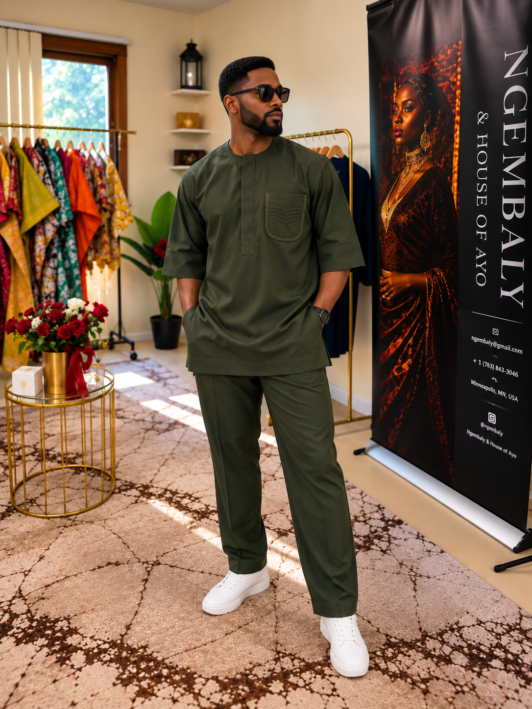 The Kribi Set — Men's African Resort Two-Piece Set
