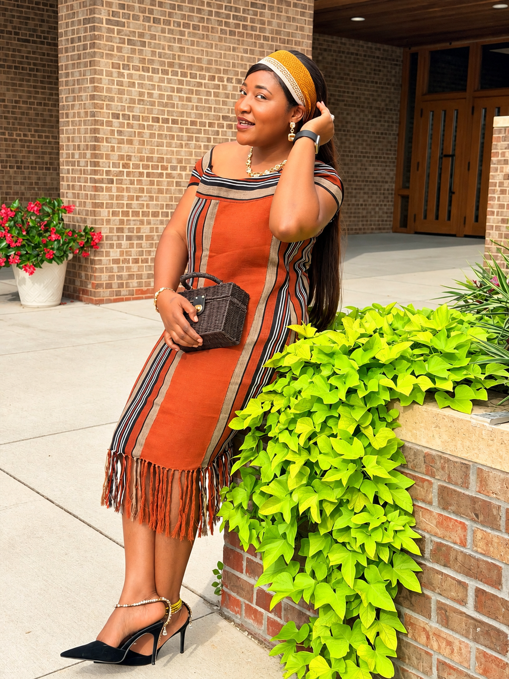 The Zuri Dress- Women's Fitted African Fringe Statement Dress